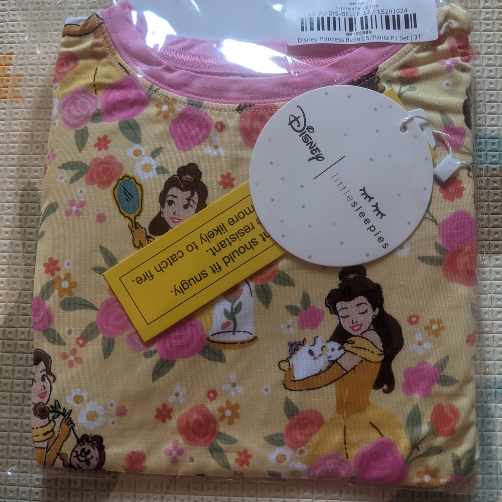 Little Sleepies Disney Princess Pajama Set - Pink and Yellow